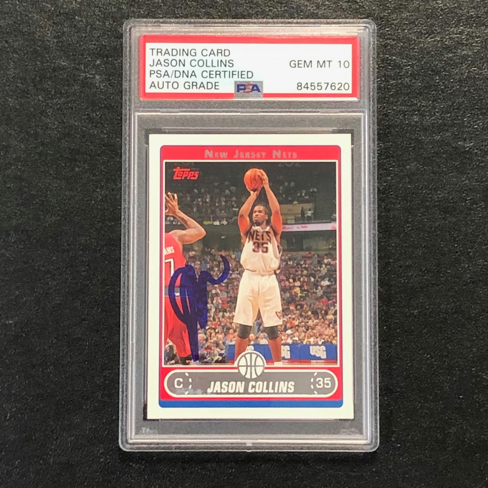 2006-07 Topps #38 Jason Collins Signed Card AUTO 10 PSA Slabbed Nets
