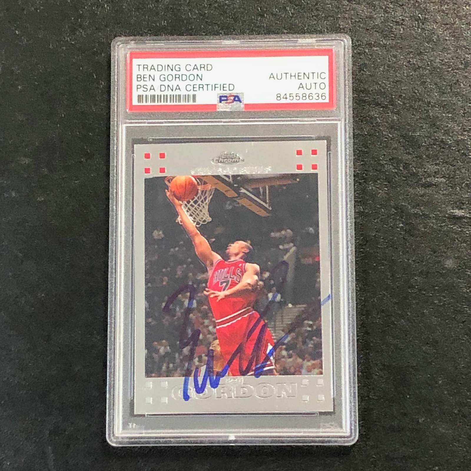 2007-08 Topps Chrome #77 Ben Gordon Signed Card AUTO PSA Slabbed Bulls
