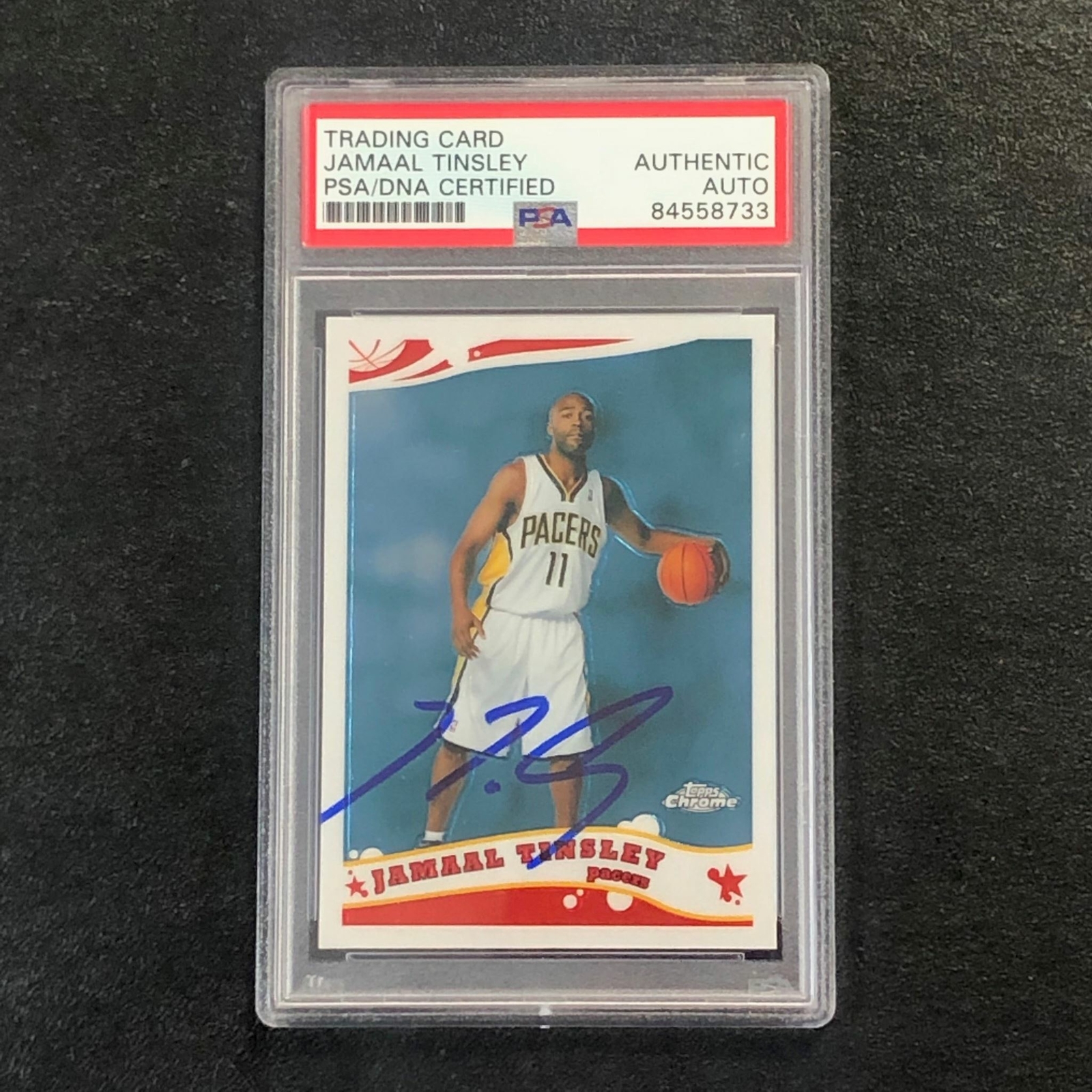 2005-06 Topps Chrome Basketball #136 Jamaal Tinsley Signed Card AUTO PSA Slabbed
