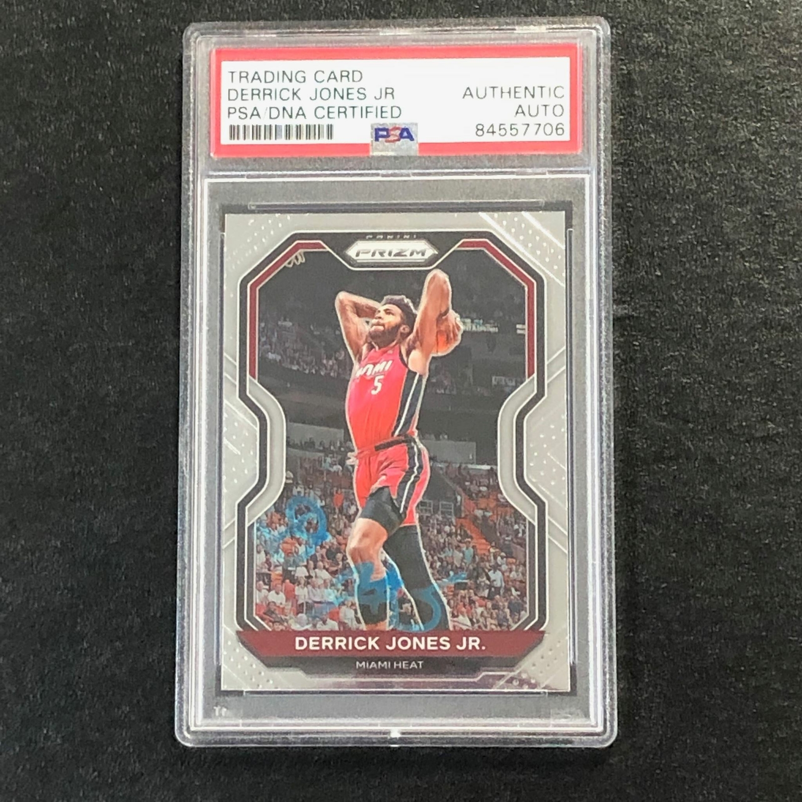 2020-21 Panini Prizm #55 Derrick Jones Jr. Signed Card AUTO PSA Slabbed Heat
