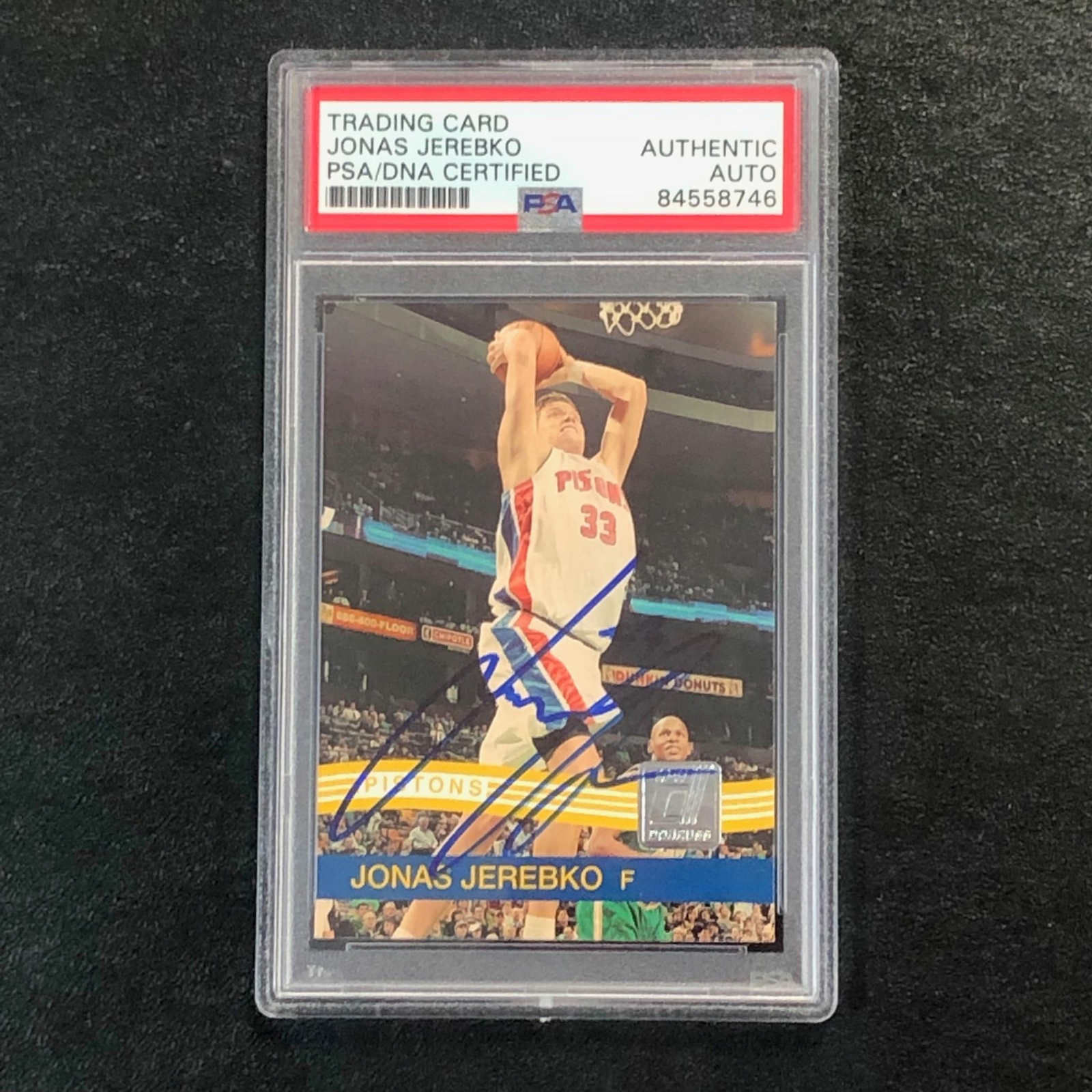 2010-11 Donruss #54 Jonas Jerebko Signed Card AUTO PSA Slabbed Pistons
