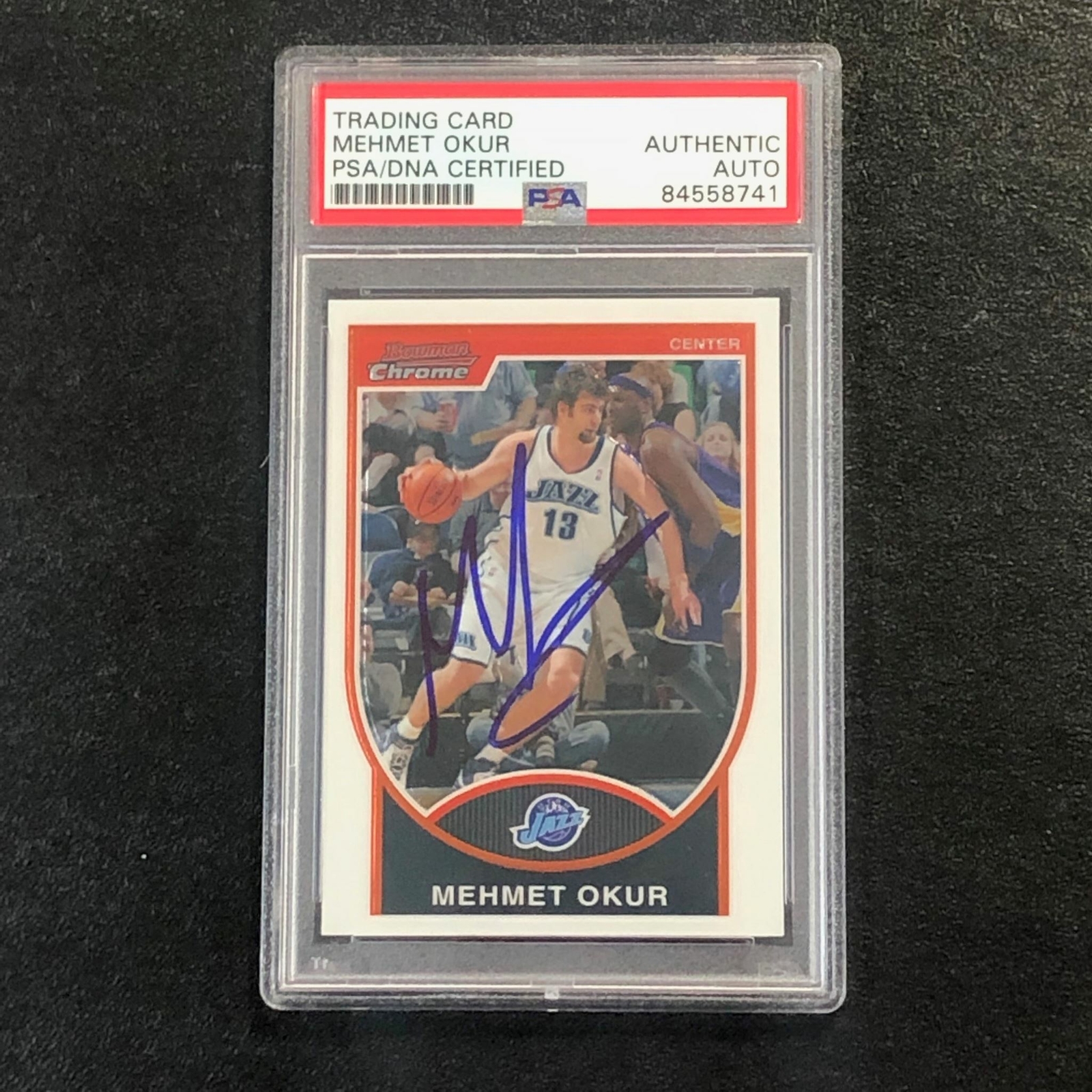 2007-08 Bowman Chrome #73 Mehmet Okur Signed Card AUTO PSA Slabbed Jazz
