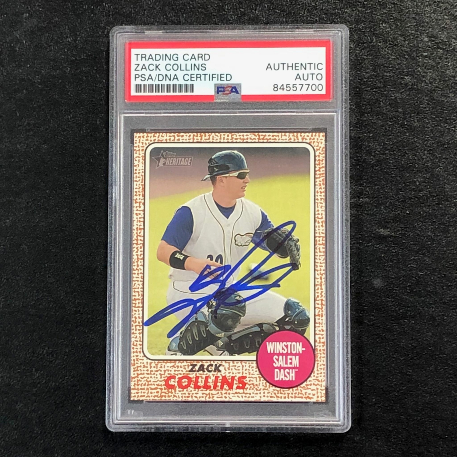 2017 Topps Heritage Minor League #91 Zack Collins Signed Card PSA Slabbed Auto W

