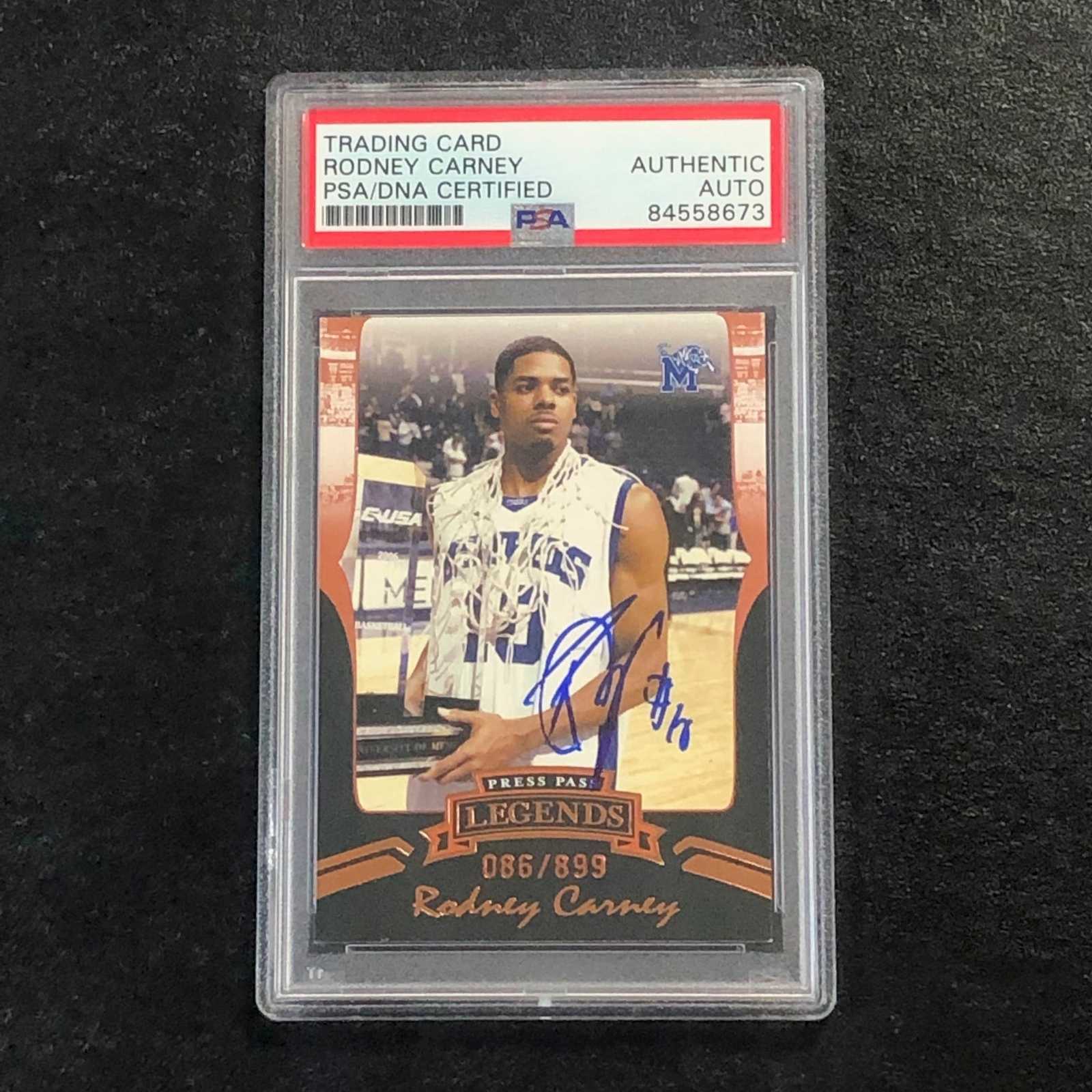 2006 Press Pass Legends #7 Rodney Carney Signed Card AUTO PSA Slabbed
