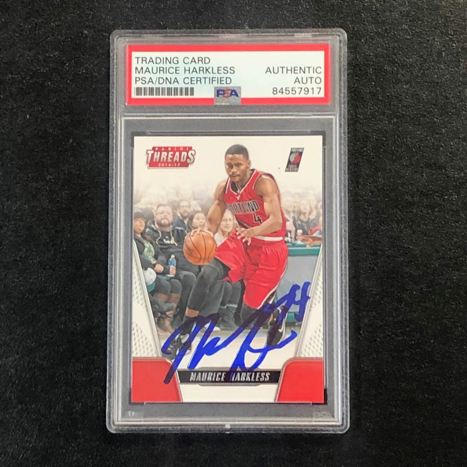2015-16 Panini Threads #46 Maurice Moe Harkless Signed Card AUTO PSA Slabbed Tra
