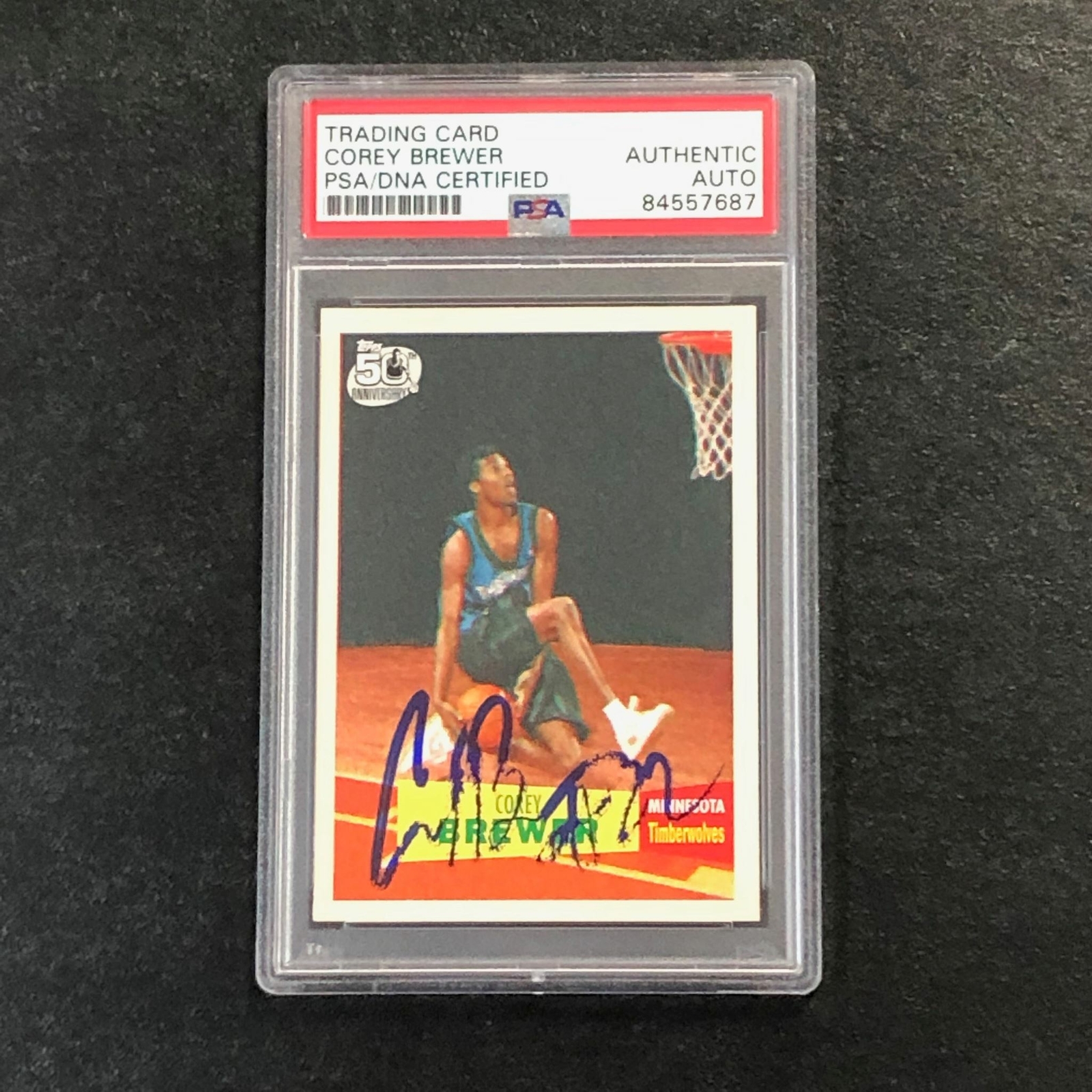 2007-08 Topps 50th Anniversary #117 Corey Brewer Signed Card AUTO PSA Slabbed Ti
