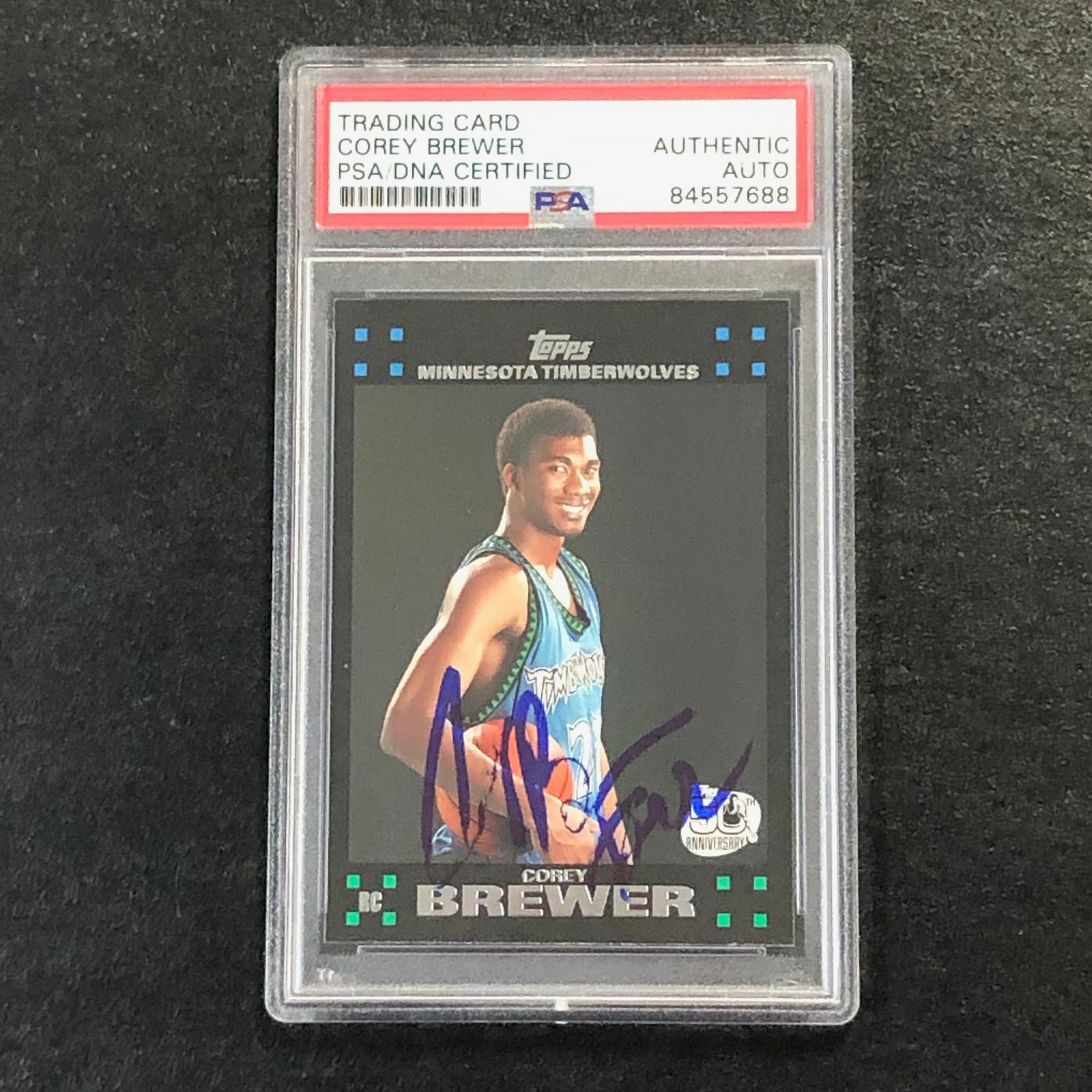 2007-08 Topps #7 Corey Brewer Signed Card AUTO PSA Slabbed RC Timberwolves
