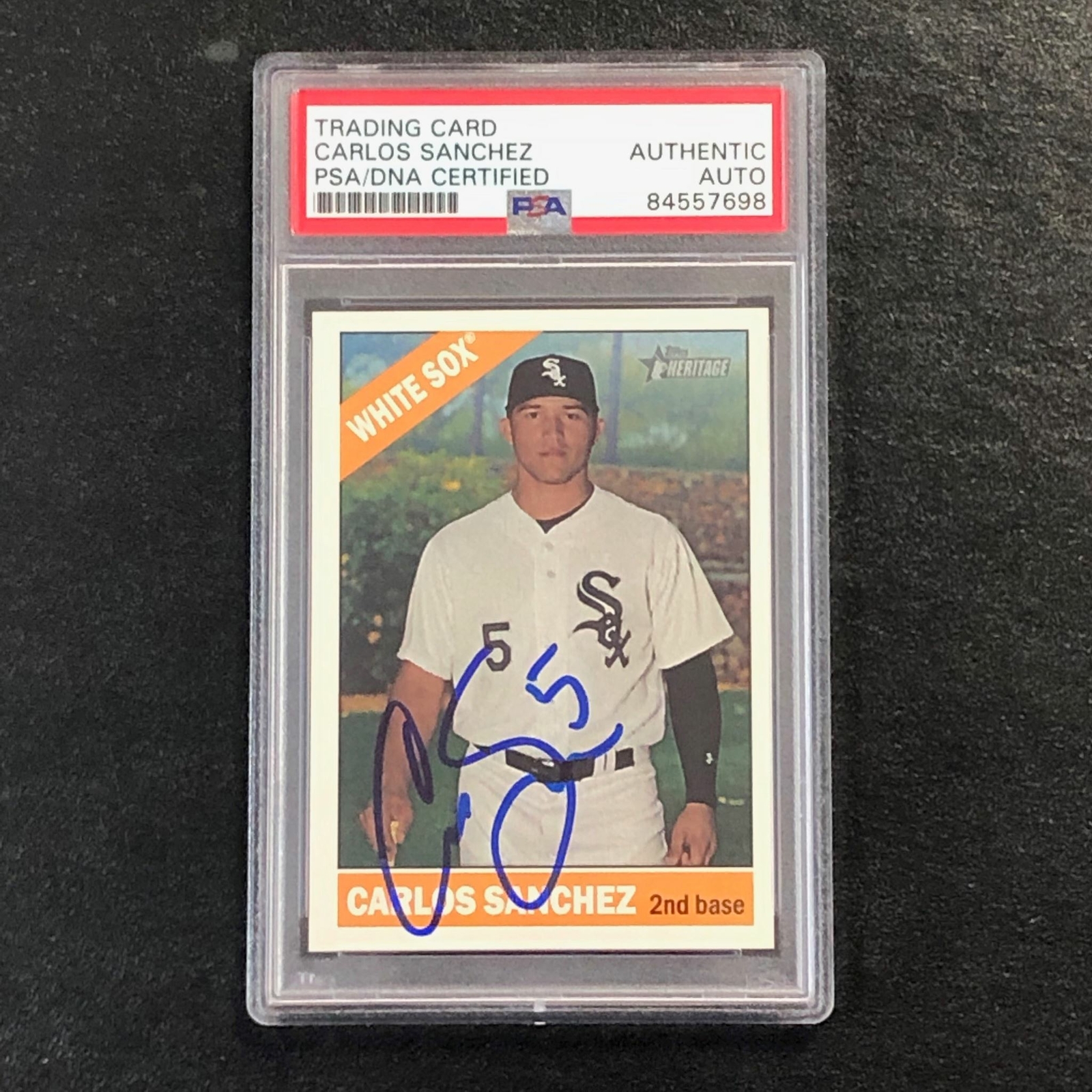 2015 Topps Heritage #558 Carlos Sanchez Signed Card PSA Slabbed Auto White Sox
