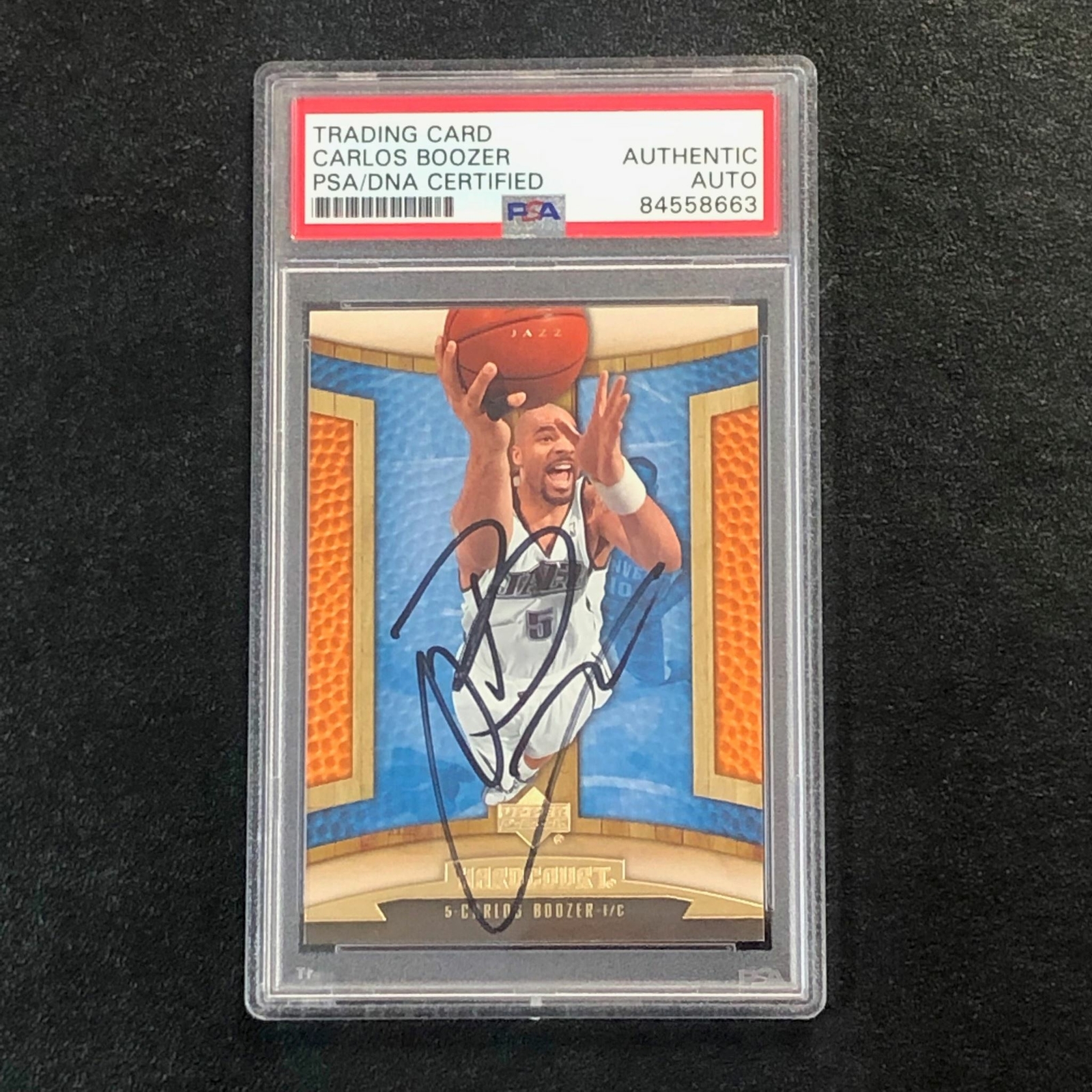 2006-07 Upper Deck Hardcourt #95 Carlos Boozer Signed Card AUTO PSA Slabbed Jazz
