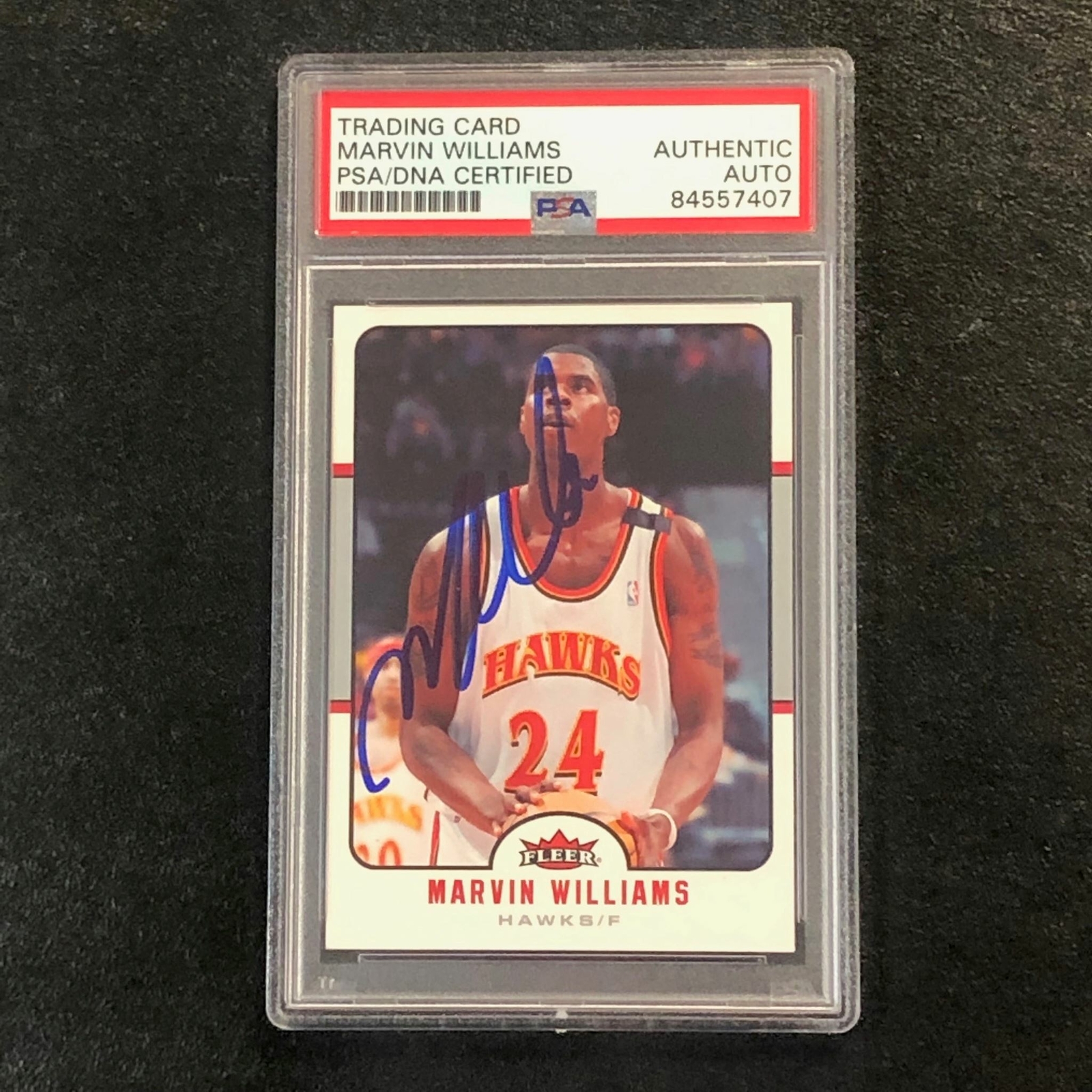 2006-07 Fleer #24 Marvin Williams Signed AUTO PSA Slabbed Hawks
