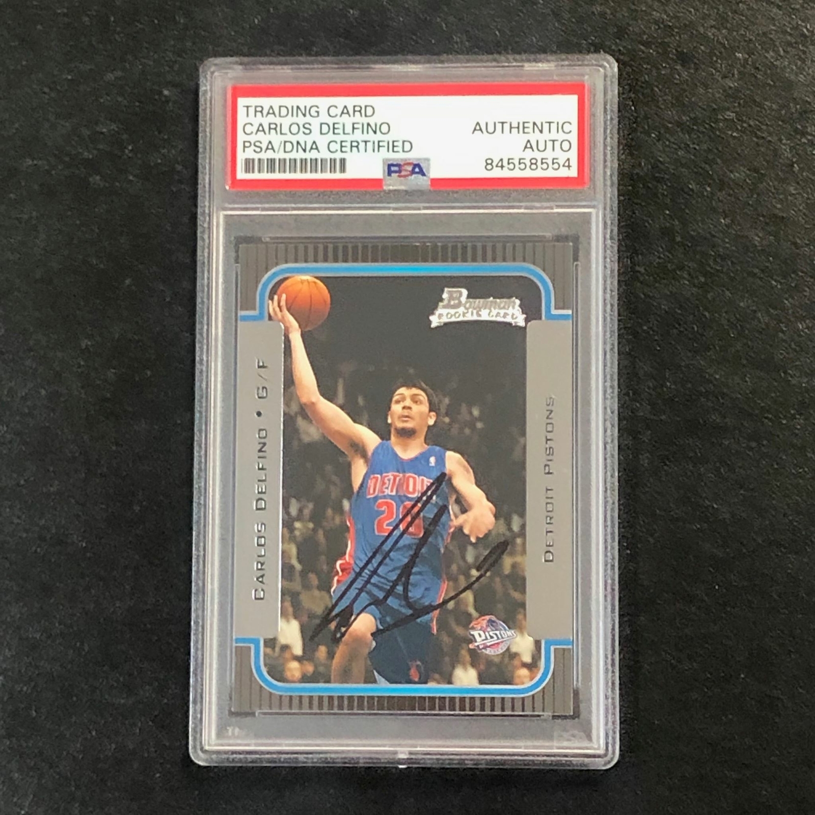 2003-04 Bowman #136 Carlos Delfino Signed Card AUTO PSA Slabbed RC Pistons
