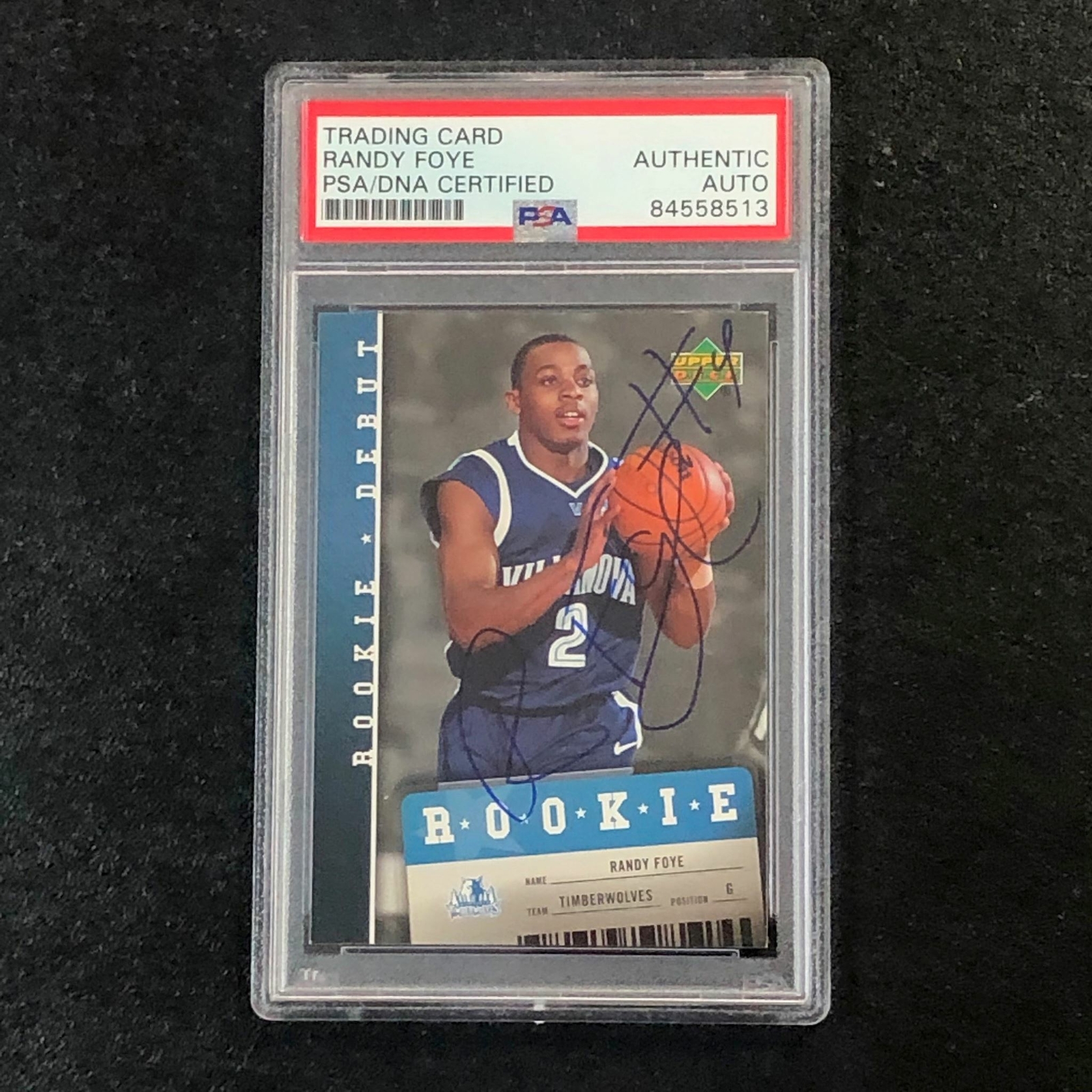 2006-07 Upper Deck Rookie Debut #110 Randy Foye Signed Card AUTO PSA Slabbed RC

