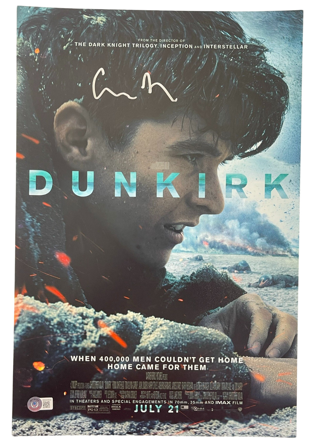 CHRISTOPHER NOLAN SIGNED 12X18 PHOTO DUNKIRK AUTHENTIC AUTOGRAPH BECKETT COA
