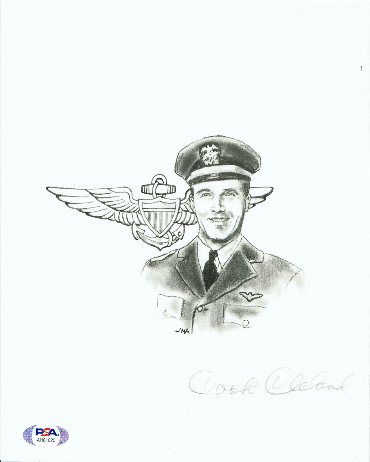 COOK CLELAND SIGNED PRINT PSA DNA AH01025 (D) WWII ACE
