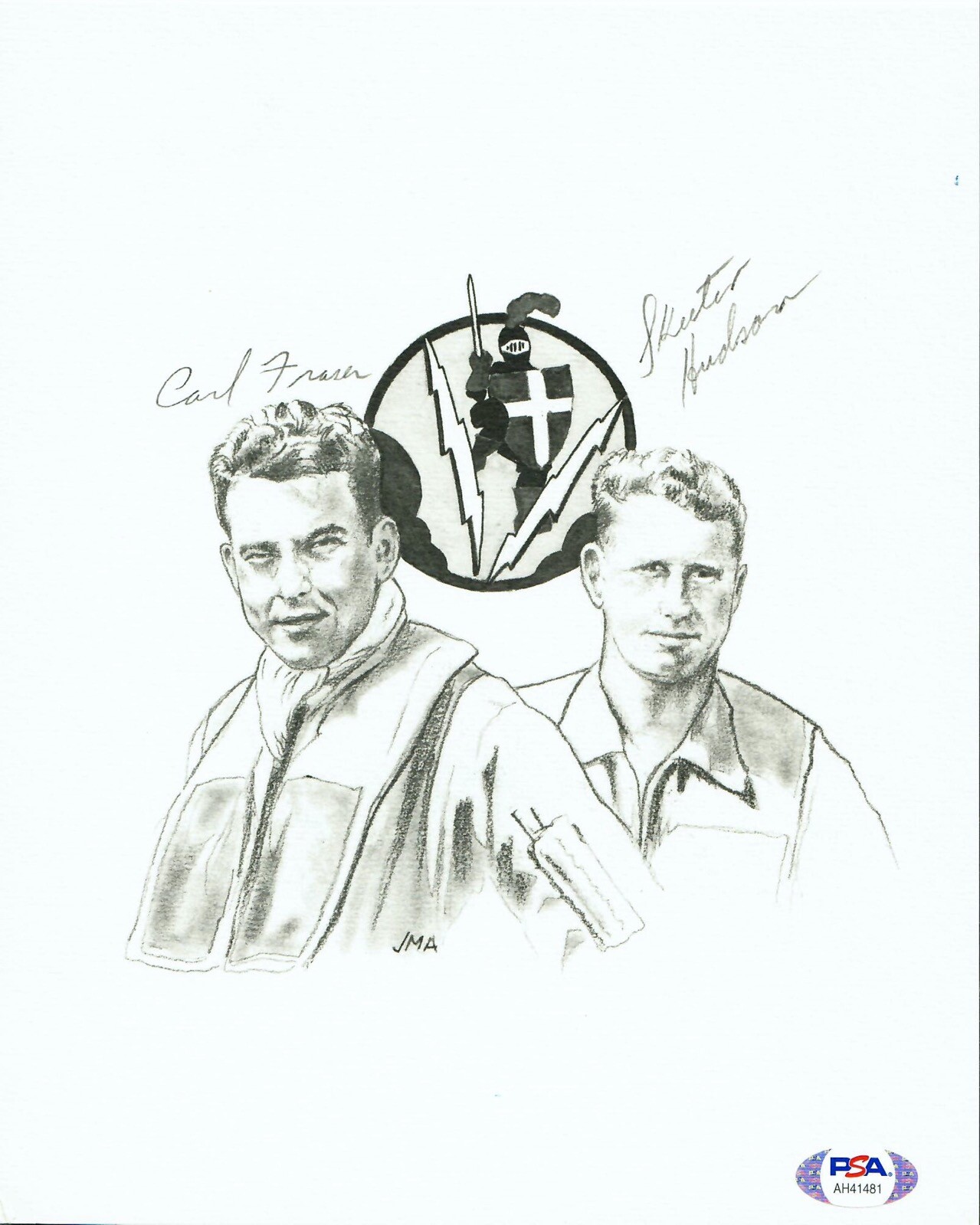 CARL FRASER SKEETER HUDSON DUAL SIGNED PRINT PSA DNA AH41481 (D) KOREAN WAR
