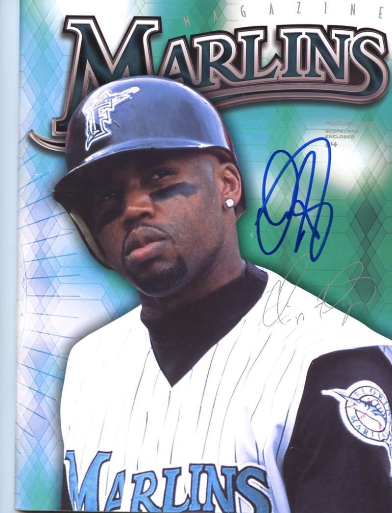 CLIFF FLOYD AUGUST 2001 SIGNED AUTOGRAPHED MARLINS MAGAZINE W/COA
