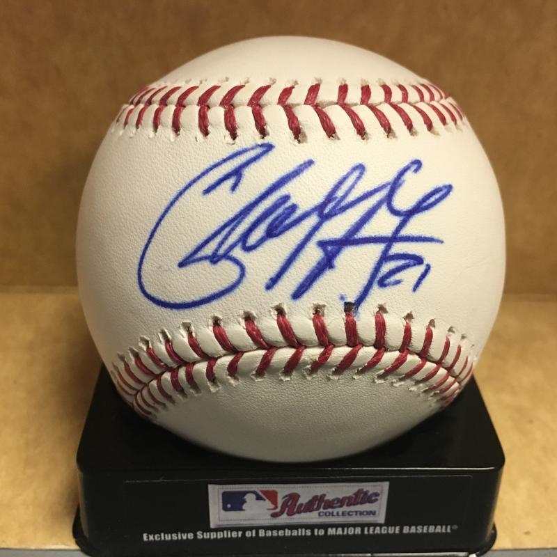 CHRIS MCGUINESS RANGERS/PIRATES M.L. SIGNED BASEBALL W/COA
