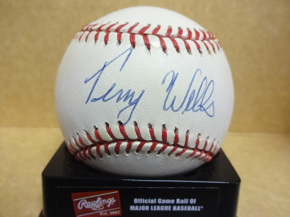TERRY WELLS LOS ANGELES DODGERS RARE SIGNED N.L. BASEBALL W/COA
