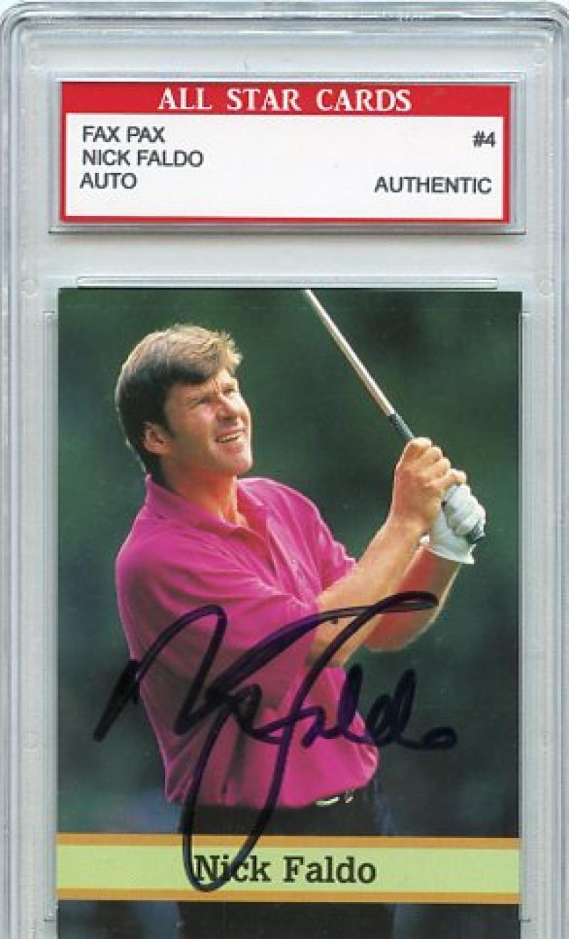 NICK FALDO SIGNED FAX PAX #4 ALL STAR CARDS AUTHENTIC W/COA
