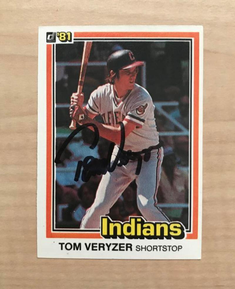 TOM VERYZER CLEVELAND INDIANS SIGNED DECEASED 1981 DONRUSS CARD #199 W/COA
