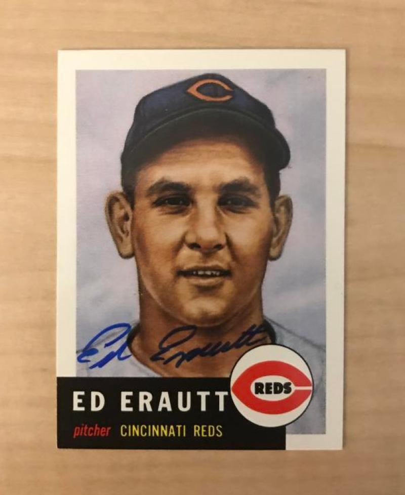 ED ERAUTT CINCINNATI REDS SIGNED DECEASED TOPPS ARCHIVES CARD #226 W/COA
