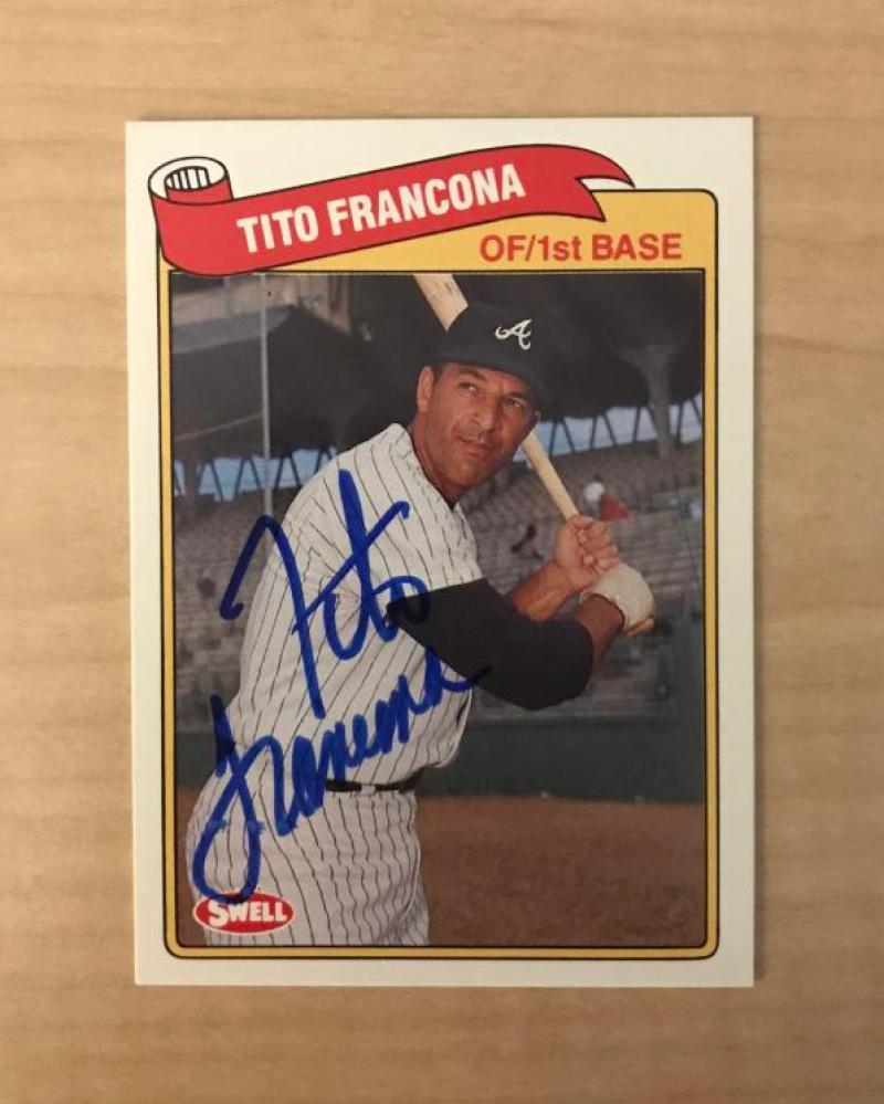 TITO FRANCONA ATLANTA BRAVES SIGNED DECEASED 1989 SWELL CARD #76 W/COA
