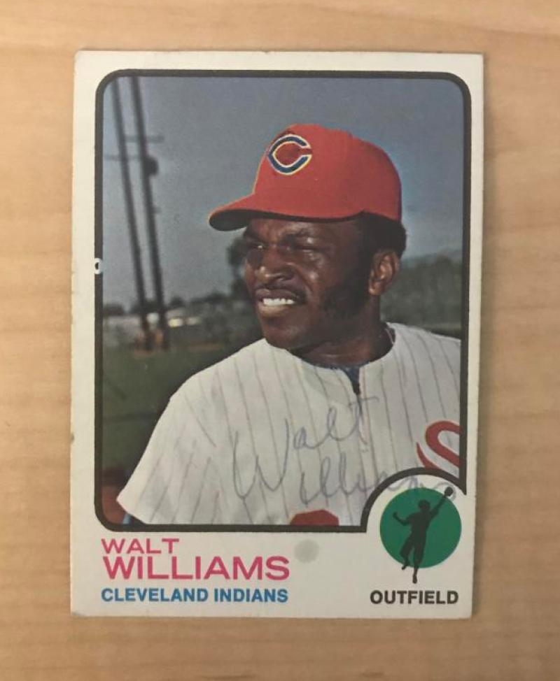 WALT WILLIAMS CLEVELAND INDIANS SIGNED DECEASED 1973 TOPPS CARD #297 W/COA

