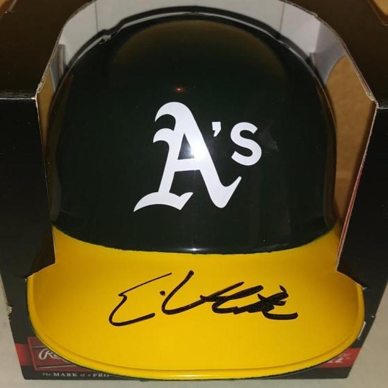 ELI WHITE OAKLAND A'S SIGNED AUTO ROOKIE YEAR RAWLINGS MINI HELMET BECKETT R1400
