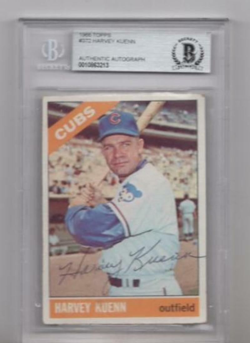 1966 TOPPS HARVEY KUENN VINTAGE SIGNED CARD BECKETT AUTHENTIC AUTOGRAPH

