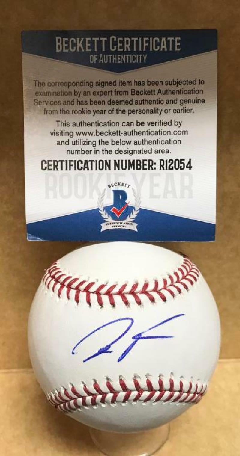 JAIRO BERAS TEXAS RANGERS SIGNED AUTOGRAPHED M.L. BASEBALL BECKETT R12054
