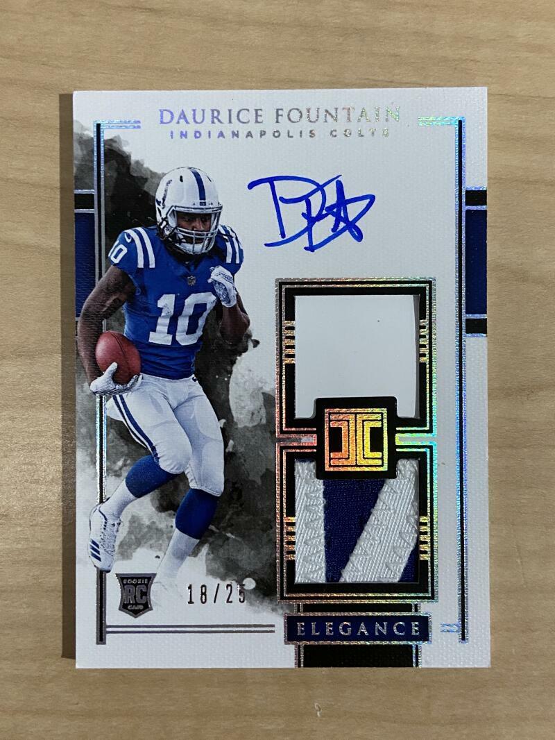 DAURICE FOUNTAIN INDIANAPOLIS COLTS SIGNED 2018 ELEGANCE PATCH 18/25 CARD #110

