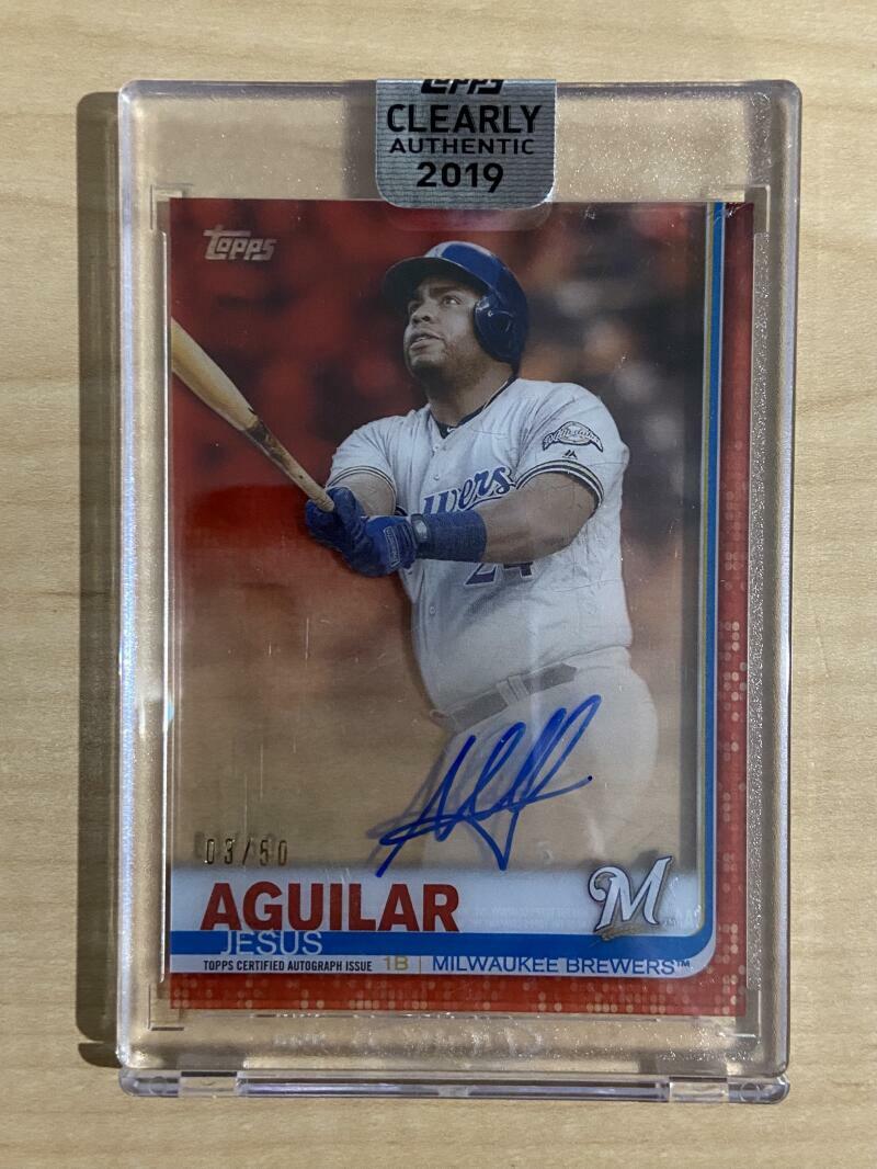 2019 TOPPS CLEARLY AUTHENTIC JESUS AGUILAR BREWERS 03/50
