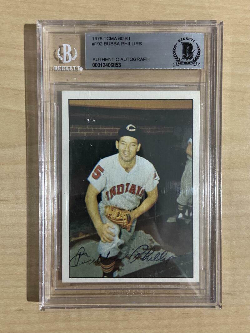 1978 TCMA 60'S BUBBA PHILLIPS DECEASED SIGNED AUTHENTIC AUTO CARD BECKETT
