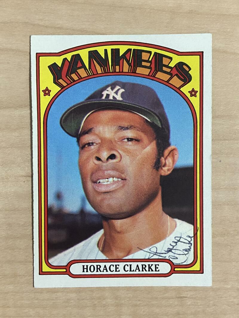 HORACE CLARKE NEW YORK YANKEES SIGNED AUTOGRAPHED 1972 TOPPS CARD #387 W/COA
