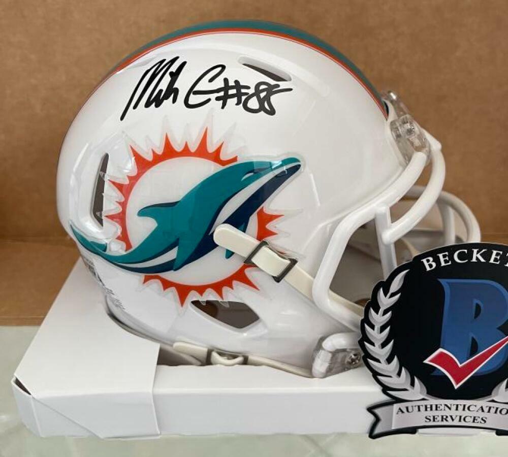MIKE GESICKI MIAMI DOLPHINS SIGNED AUTO SPEED MINI HELMET BECKETT WITNESS
