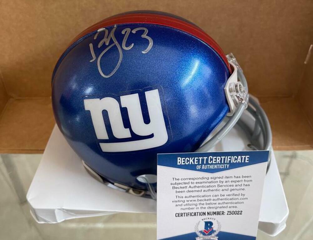 RASHAD JENNINGS NEW YORK GIANTS SIGNED AUTO MINI HELMET BECKETT Z50022
