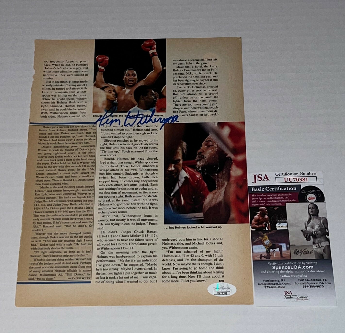 opens in new window or tab
Terrible Tim Witherspoon signed Magazine Page Boxing Champ autographed 2 JSA