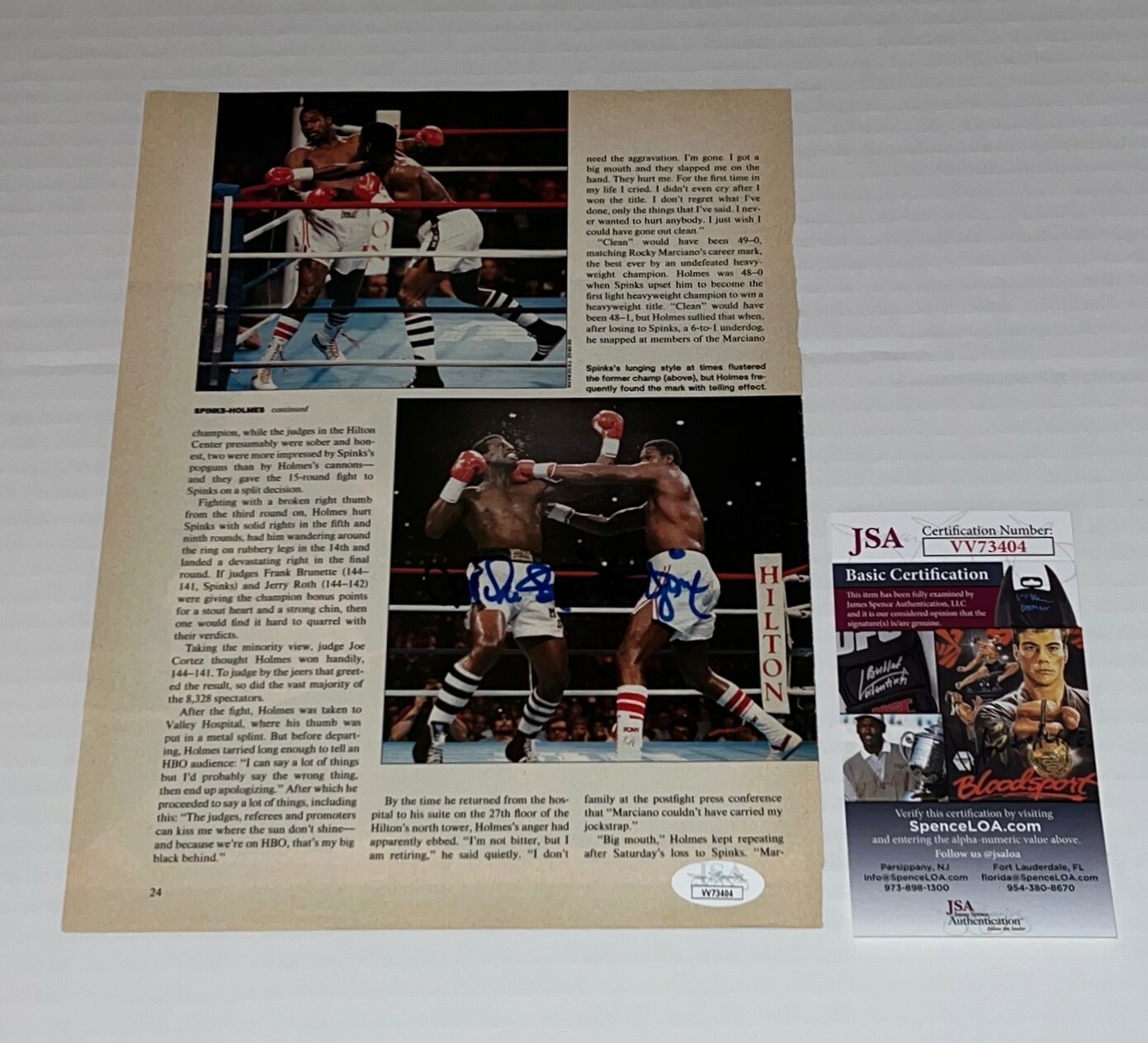 Michael Spinks Jinx signed Magazine Page Boxing Champ autographed 4 JSA