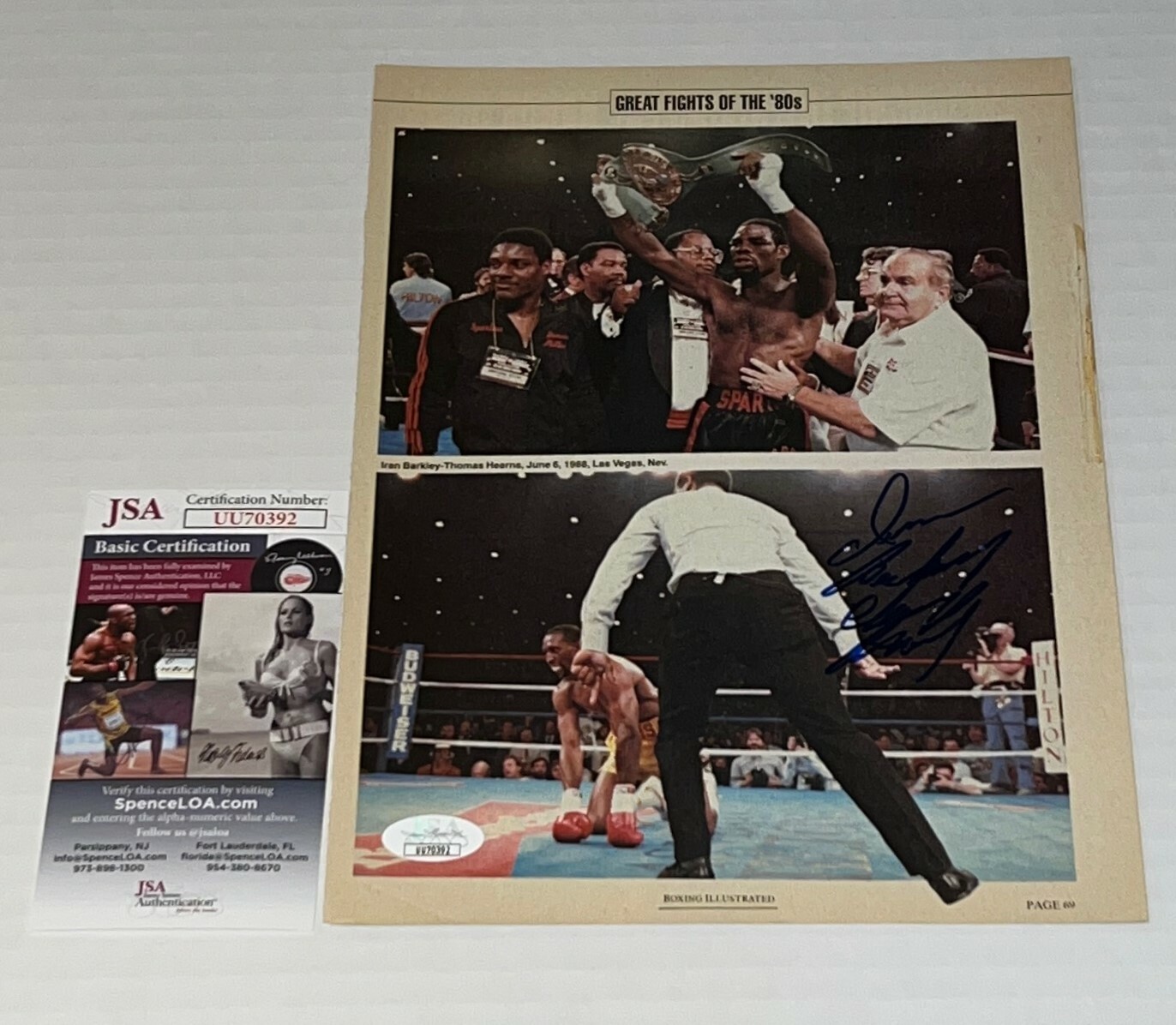Iran Barkley signed Magazine Page Boxing Champ autographed JSA