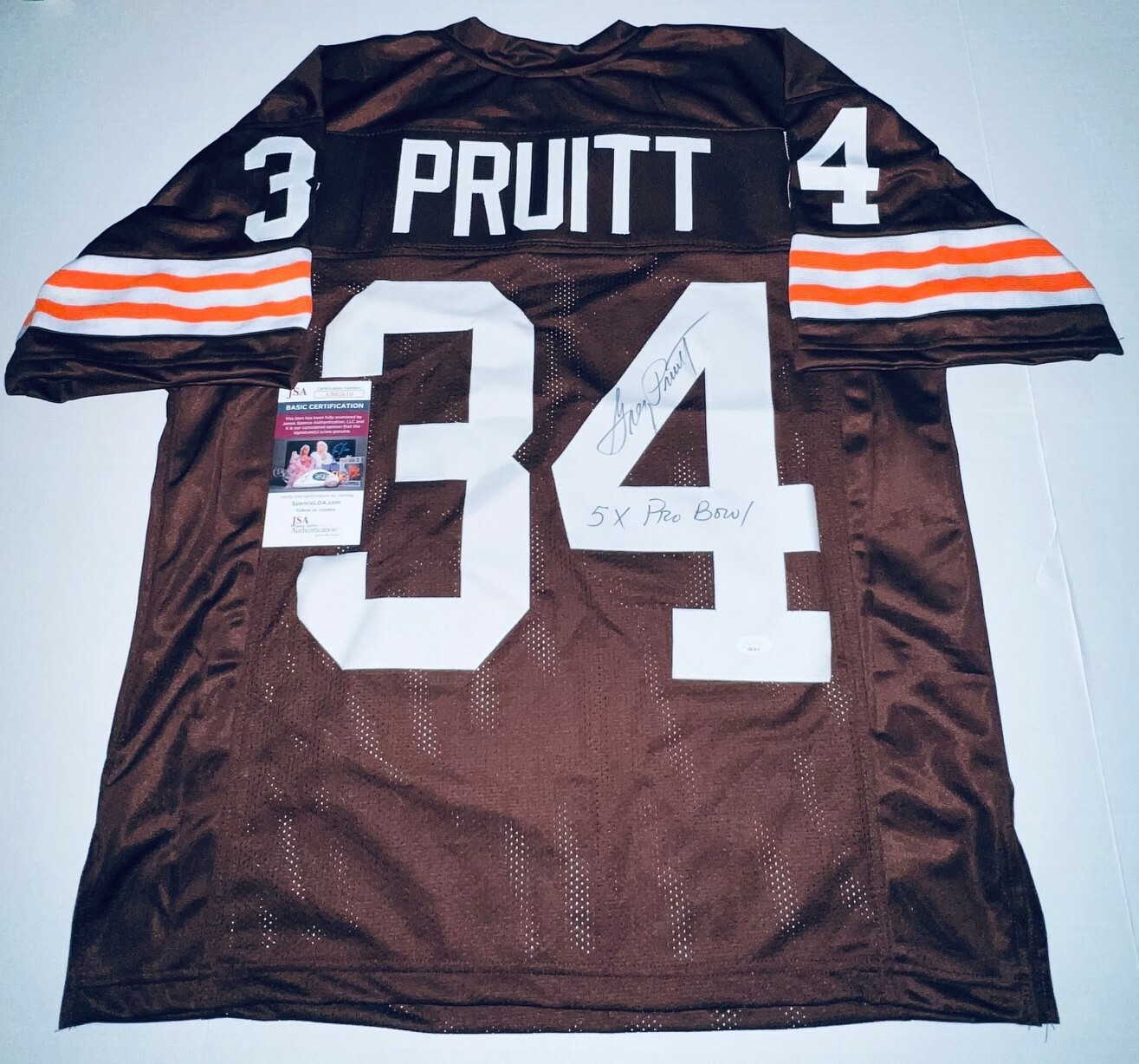 Greg Pruitt Cleveland Browns signed Custom jersey autographed W/ Inscription JSA