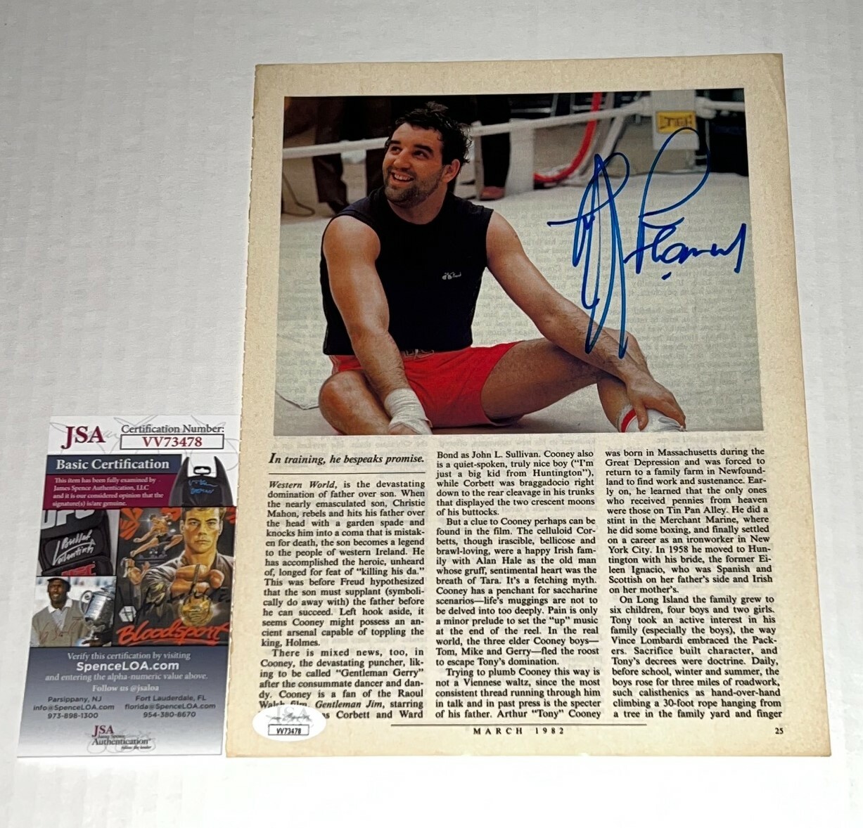 Gerry Cooney signed Boxing Magazine Page autographed 10 JSA