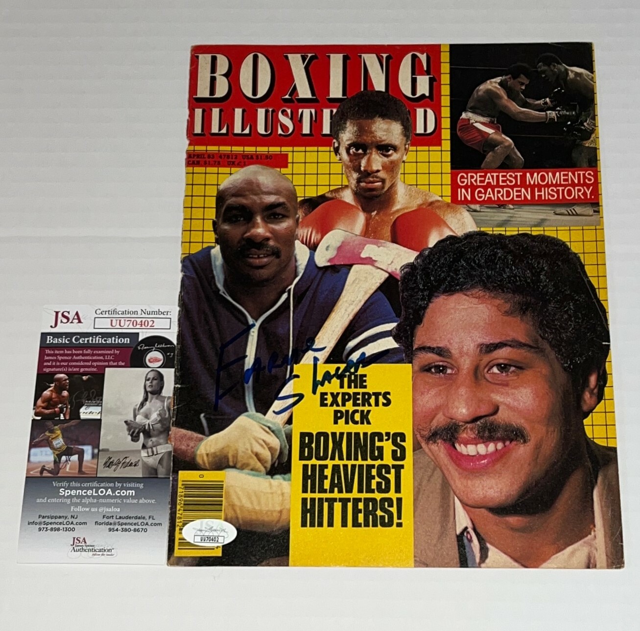 Earnie Shavers signed Boxing Magazine Page autographed JSA