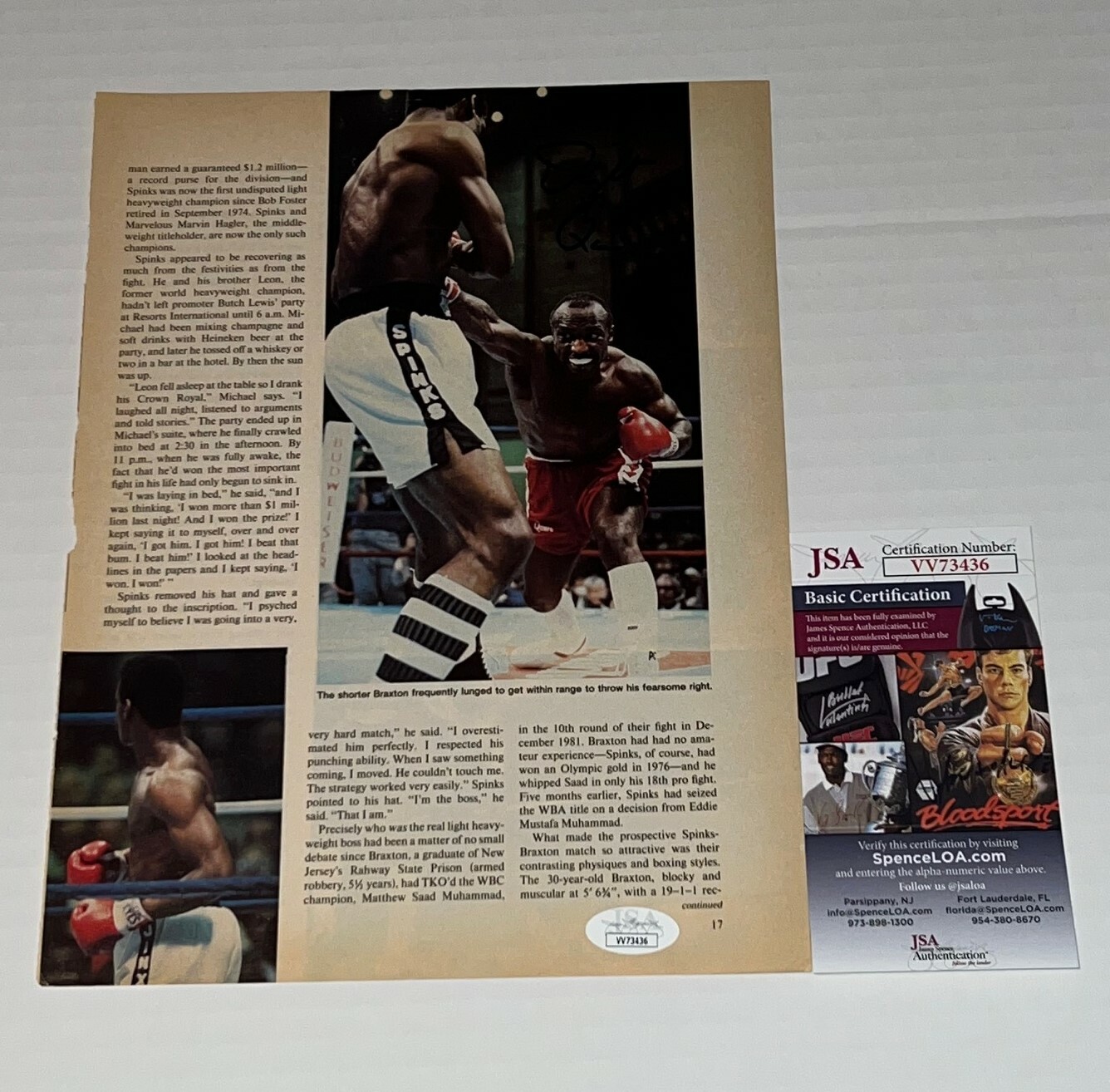 Dwight Muhammad Qawi signed Magazine Page Boxing Champ autographed 4 JSA
