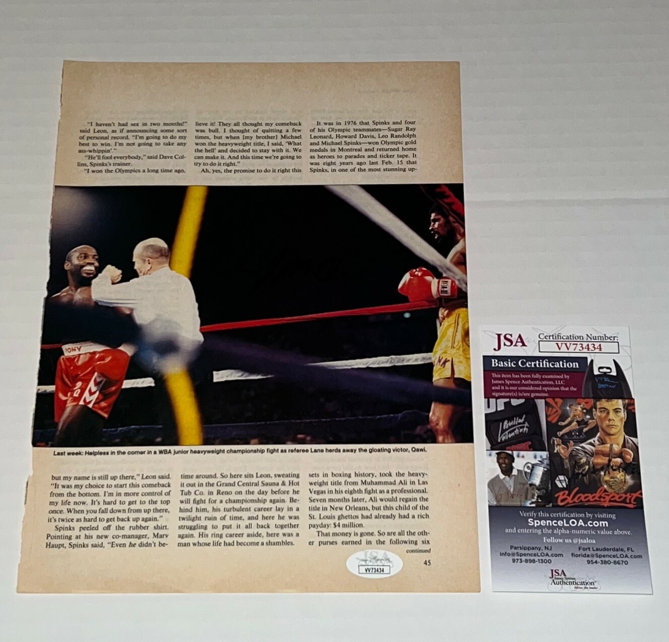 opens in new window or tab
Dwight Muhammad Qawi signed Magazine Page Boxing Champ autographed 2 JSA