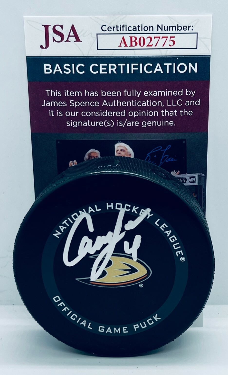 Cam Fowler signed Anaheim Ducks Official Game Puck autographed JSA