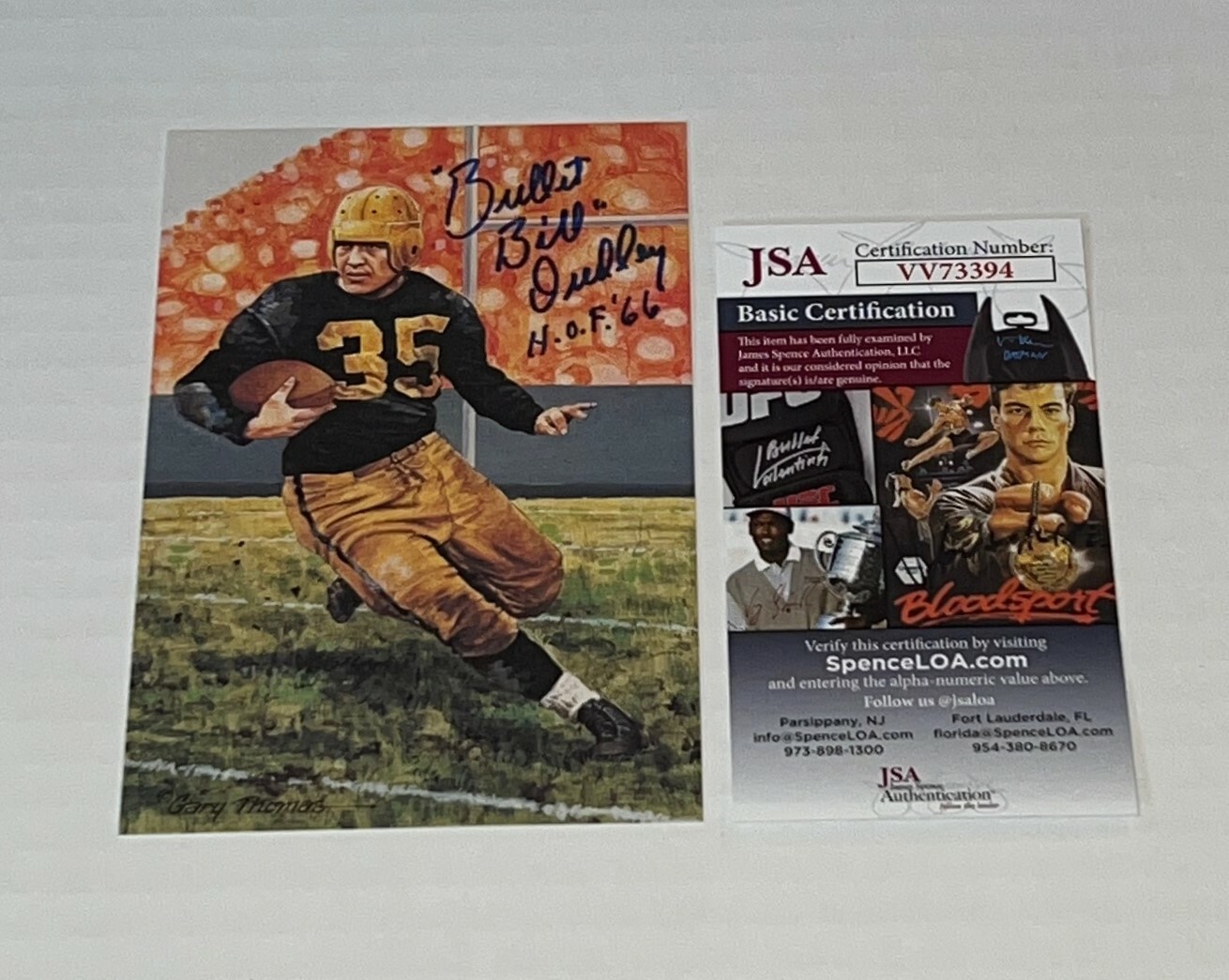 Bullet Bill Dudley Pittsburgh Steelers signed Goal Line Art Card GLAC W/ HOF JSA
