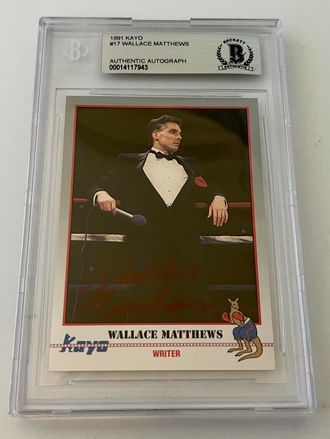 Wallace Matthews Boxing signed 1991 Kayo #17 Card autographed Beckett Slabbed #4
