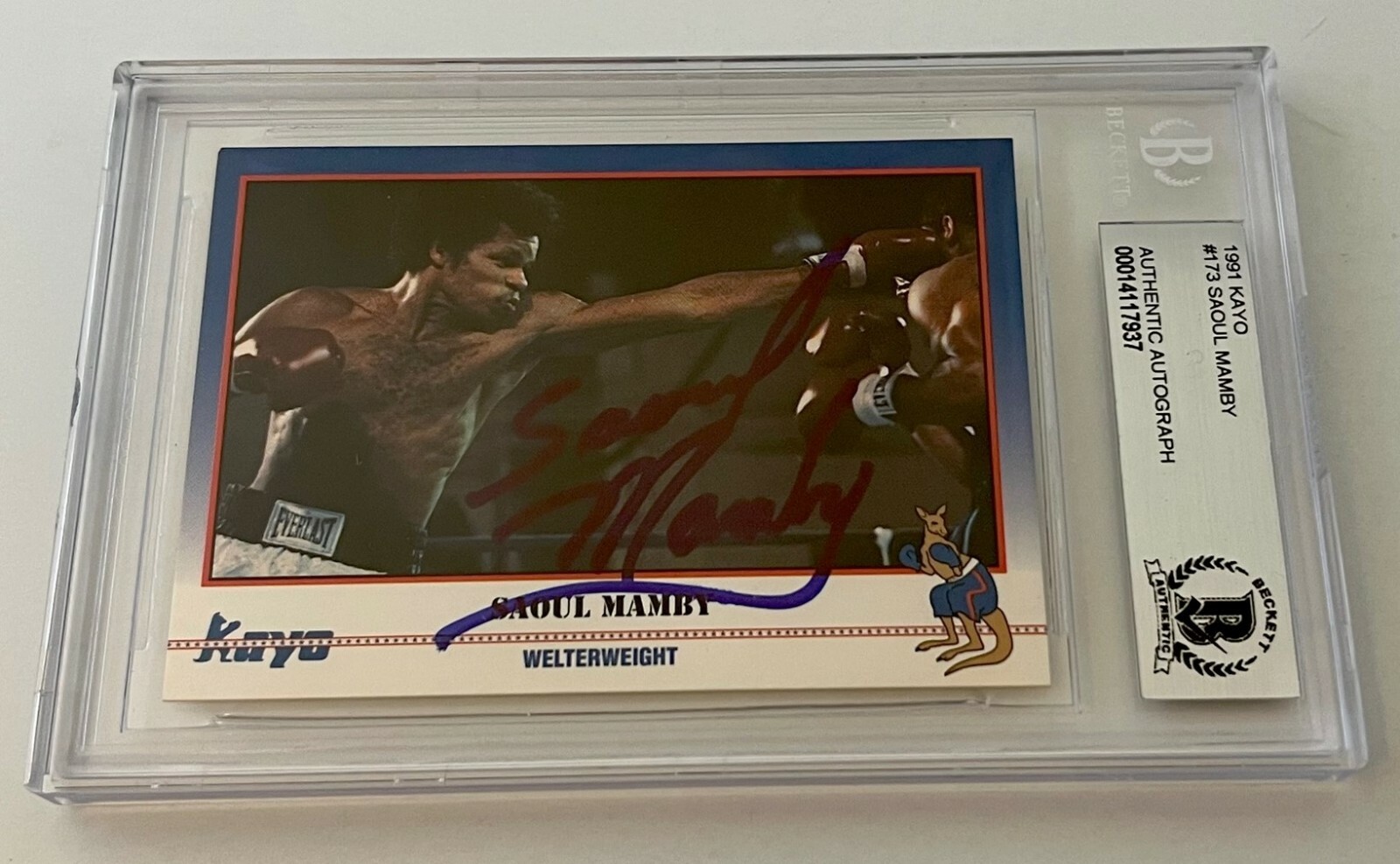 Saoul Mamby Boxing signed 1991 Kayo #173 Card autographed Beckett Slabbed
