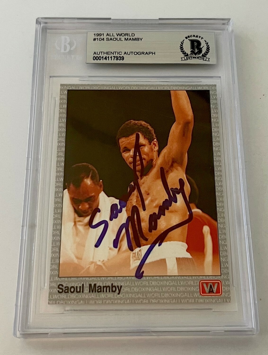 Saoul Mamby Boxing signed 1991 All World #104 Card autographed Beckett Slabbed 2

