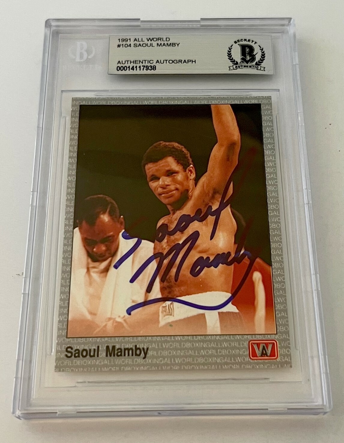Saoul Mamby Boxing signed 1991 All World #104 Card autographed Beckett Slabbed

